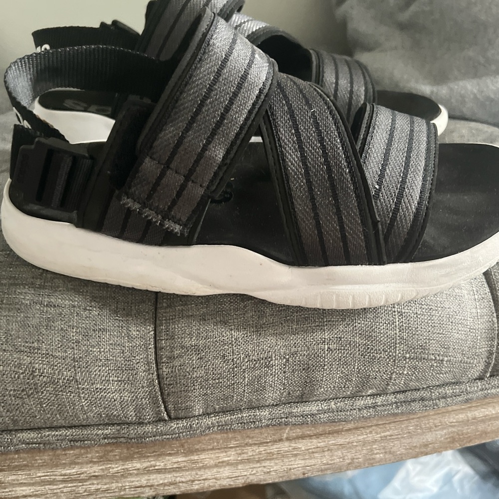 Adidas black  and White Strappy Sandals